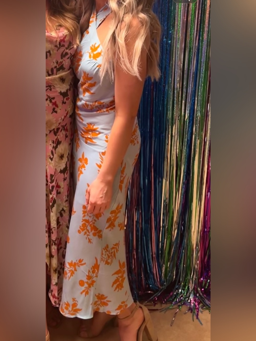 Hello Molly Blue Dress with Orange Floral Print